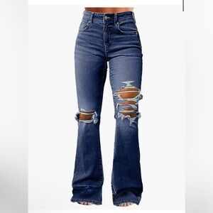 NWT Flamingals Women's Distressed Blue Jeans
